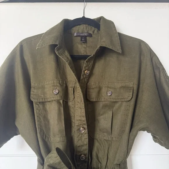 Banana Republic Olive Green Linen utility dress - Picture 5 of 7